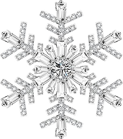 KristLand Elegante Spilla Con Fiocco Di Neve E Fiore Per Festa Di Nozze Di Natale Spilla Placcata In Platino Con Zirconi E Cristallo Austriaco