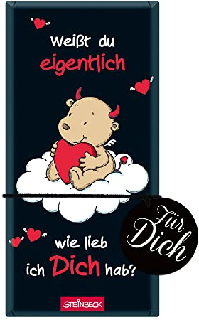 STEINBECK Liebe Geschenk-Schokolade 100g Tafel ENGEL & TEUFEL Weißt du eigentlich wie lieb ich Dich hab