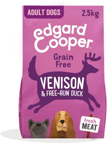 Edgard & Cooper Grain Free Dry Dog Food For Medium Breed Adult Dogs (2.5kg), Fresh Venison & Duck, Balanced Fibre For Gut Health, Hypoallergenic Recipe With Natural Ingredients, Never Meat Meal