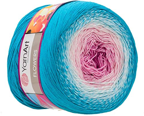 Yarn Art Flowers Yarn 55% Cotton 45% Acrylic 250gr 1094yds Multicolor Cotton Yarn Rainbow Crochet Yarn Spring Summer 2 Sport Yarn (294)
