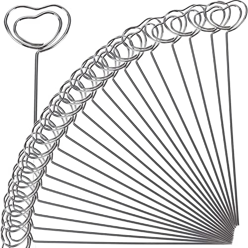 LATRAT 30PCS Porte Photo Mémo Carte Pince Coeur en Métal Porte-Cartes de Table Support Porte Photo pour Décor de Gâteau de Mariage, coeur