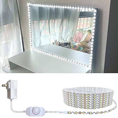 Hont ER 13ft/4M Led Vanity Mirror Lights Kit Bendable NO Need to Cut Vanity Make-up Mirror Cloakroom Adjustable Flexible Strip Light Table Set with Dimmer and Power Supply Mirror Not Included…