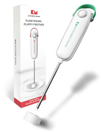 Kitchen Mama Elektrischer Hand-Milchaufschäumer – Mini-Getränkemixer und Kaltaufschäumer, Schaumschläger für Kaffee, Cappuccino, Milchkaffee, Proteinpulvergetränke, Matcha, Silkwhisk (Türkis)