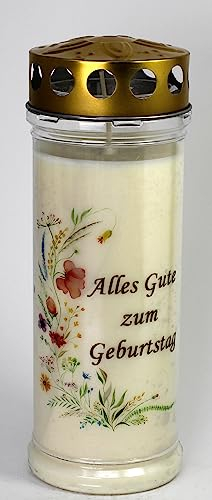 Kerzen Junglas - Grave Candle Birthday with 7 Days Burning Time, (3947), Beautiful Grave Candles with Motif, Grave Candles with Lid, Grave Decoration, Weatherproof, Funeral Candles with Saying,