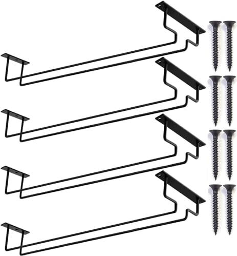 AMZMUKAUP 4 Pezzi Portabicchieri da Vino, Portabicchieri Sospeso Porta Bicchieri Da Mensola, Porta Calici Sotto Armadio, Porta Bicchieri Organizer Per Cucina Bar Armadietto Casa, 40CM