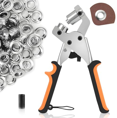 Pinze per Occhielli per Teloni e Tessuti (Ø 10 mm) Set di Occhiellatrice on 520 Occhielli Adatto per Pelle, Tende, Manifesti, Striscioni