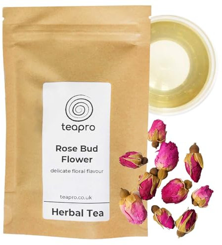 Teapro Rose Tea 30g, Dried Rose Buds Loose Leaf Herbal Tea, 100% Pure & Natural Rosebuds Infusion, Dried Rose Petals Loose Tea, Hand Picked Rose Flowers
