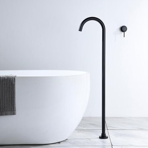 BiaoTeng Grifo de Pie para Bañera Exenta Empotrado Monomando Pared Frío y Caliente Latón Grifo para Bañera Exenta Negro