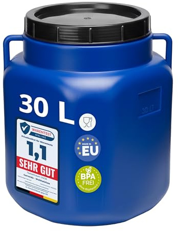 Garronda 30 litros Barril Cuadrado BPA-Libre y Barril para Piensos Boca Ancha Depósito de Agua con Tapa para Sauerkraut y Salmuera para Carne tonel para Agua de Lluvia GD-0088, Azul