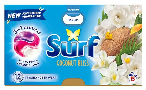 Surf Laundry Washing Detergent Capsules Coconut Bliss 15 Washes