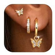 Dochais 3 Par Örhängen Set Kvinnor Guldcirkel Örhängen 14K Guldpläterade Hypoallergenic Cirkel Örhängen Små Hoop Öronringar Brosk Trago Helix Piercing Örhänge för Kvinnor Flickor