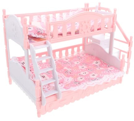 Toddmomy 1 Juego Ropa de Cama de casa muñecas Accesorios para casa muñecas Muebles para Cama en Miniatura litera el plastico Rosa