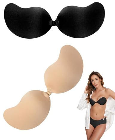 JUKOTA Sujetadores Invisible Adhesivos 2 Pares Reutilizables Silicone para Vestido y Boda - C