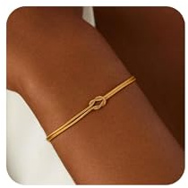 HARJJME Knoten Armband Damen Gold Silber 14K Vergoldet Charm Armband Wasserfest Armkette Verstellbarer Beste Freundin Partner Armbänder Schmuck Geschenke für Frauen Teenager Mädchen (Gold)