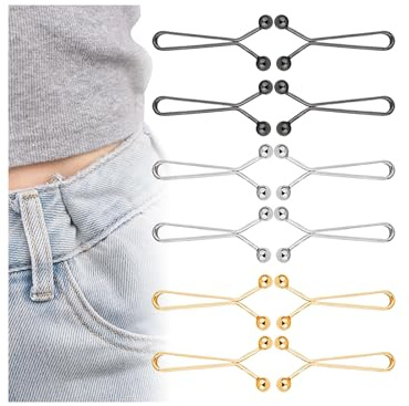 LunarCharm 12 Pack of Waist Expanders, Waist Buckle Clips, No-Sew Jean Button Pins, Pearl Jean Button Pins Waist Clip to Adjust Trousers Waistband