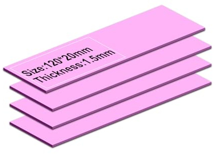 Maxtor Thermal pad 4 Pack 120x20x1.5mm，Ideal Gap Filler，Electrically Non-Conductive & High Thermal Conductivity for CPU SSD M.2 2280