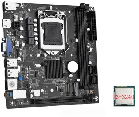 Agwuoetr ITX H61 Desktop Motherboard +I3-3240 CPU LGA 1155 Support Up to 16GB DDR3 1600MHz RAM Slots 100M Network Card PCB