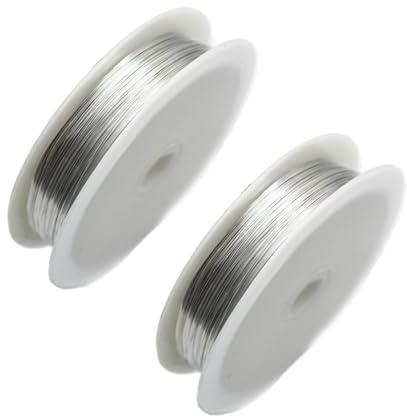 2 PCS 0.3mm Jewellery Crafting Wire,Silver Modelling Jewellery Wire–Tarnish-Resistant & Flexible,Silver Thin Copper,for Jewelry Making Supplies and Crafting DIY Necklace Bracelet Earring Projects