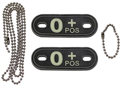 Dog Tag Blutgruppe 0+ Pos Positiv Notfall Kette 3D Rubber PVC Heer Marine Luftwaffe Soldat Erkenung Hundemarke Tactical 2,5x7cm #20495