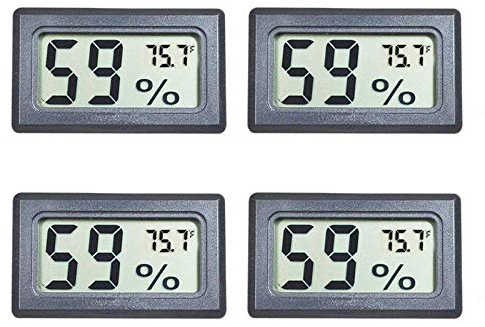 4-Pack Mini Digital Temperature Humidity Meters Gauge Indoor Thermometer Hygrometer LCD Display Fahrenheit (℉) for Reptile Tank,Jars,Guitar Case,Greenhouse, Garden, Cellar, Fridge, Closet