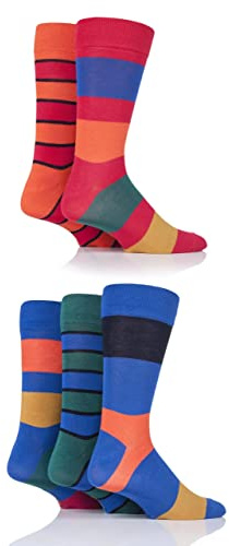 SockShop Men's Natural Bamboo Socks Various Designs Everyday Wear Plain, Patterned, Bright and Colourful 5 Pair Pack