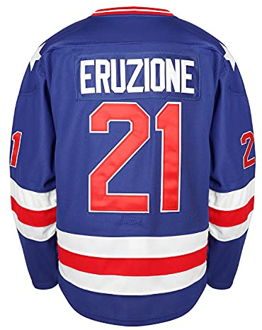 1980 Olympic Team USA Hockey 17 Jack O'Callahan 21 Mike Eruzione 30 Jim Craig Miracle On Ice USA Maglia Hockey - Blu - L