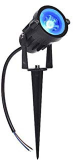 CLICLED Faretto da Giardino con Picchetto 5w Luce Blu Nero Orientabile per Esterno con Cavo