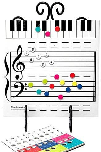 Hopowa Whiteboard för musik, med markör som kan torkas av och 70 delar färgglada magneter, notdiagram för nybörjare och studenter
