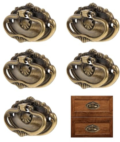 Milisten 5 Sets Tiradores Vintage de Aleación 78x43mm - Perillas Decorativas Retro con Tornillos para Gabinetes, Armarios y Cajones de Madera - Herrajes Estilo Antiguo para Restauración de Muebles