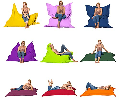 Momiralland Rechteckig Sitzsack - Indoor & Outdoor - 2 in 1 Funktion - für Relax- Momente – Riesen Sitzkissen für Kinder und Erwachsene – EPS Perlen Füllung (Schwarz, Indoor & Outdoor 100 X 145 cm)