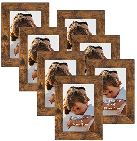 Vasemouh 7er-Set rustikale Bilderrahmen für Fotos 10x15cm, Vintage-Stil ideal für Wand- und Tischaufstellung im Wohnzimmer, Schlafzimmer, Büro oder Flur