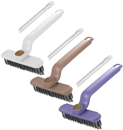 3 Stück Fugenbürste, 360° Rotierende Fugenreinigungsbürste, Hartborsten Eckenreinigungsbürste, Multifunktional Bad Fugenreiniger Spaltreinigungsbürste für Bad Küche Wand Tür Bodenfliesen Fenster
