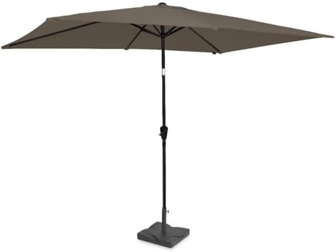 VONROC Rapallo Parasol rectangulaire 200 x 300 cm – Parasol rectangulaire pour terrasse, jardin, balcon, restauration – Pliable, manivelle, résistant aux intempéries, taupe, grand