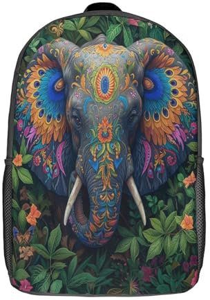 kaiyun Bunt Elefant Rucksack Lush Green Wald Teenager Für Schule Und Reise Mit Schönem Dreidimensionalem Bild Ideal 17inch