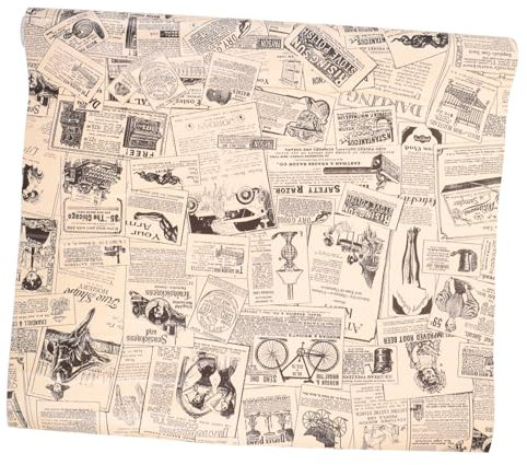 DIYEAH Pintado De Periódico Vintage Adhesivo Decoración De Pared Para Dormitorio Sala De Estar Tapiz Autoadhesivo De Estilo Retro