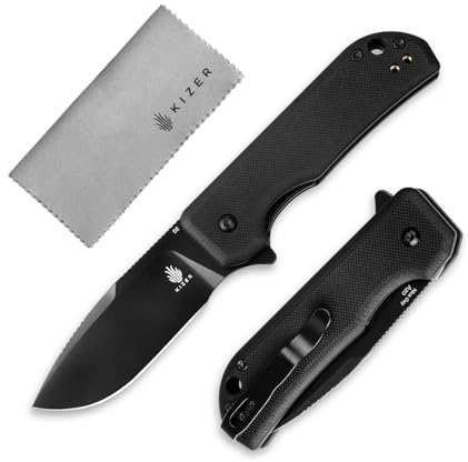 Kizer Nice Guy Fällkniv, 7,2 cm D2-stålblad, G10-handtag, Liten EDC-kniv, Liner Lock Flipper-knivar för Män och Kvinnor, Vassa Camping-, Vandrings-, Jakt- och Överlevnadsknivar V3011M1
