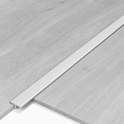 3 Piezas 90 cm Tira de Transición para Suelos, Perfil Transición Suelo Desnivel en T, Tapajuntas para Suelo para Laminados, Puertas y Bordes de Baldosas (Silver 10mm)