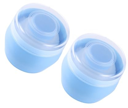 TEHAUX Borla para Polvos de Talco para Bebés 2 Piezas Color Azul Suave para Piel Infantil con Estuche Práctico para Aplicación Uniforme Adecuado para Cuidado Diario y Viajes