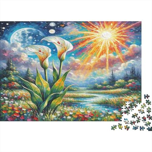 Calla Lily1000-Piece Recycled Cardboard Peace Lilies in Sunlit Garden Jigsaw Puzzle for Adults - Relaxation & Focus, Wall Decoration & Gift for Book Lovers52x38cm/1000pcs