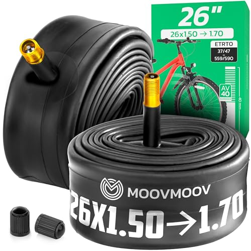 MoovMoov Cámara de Aire de 26 Pulgadas - para neumáticos 26x1.50, 26x1 1/2, 26x1.60, 26x1.625 y 26x1 5/8 con ETRTO de 37-559 a 42-590 - Pack de 2 - para Bicicleta