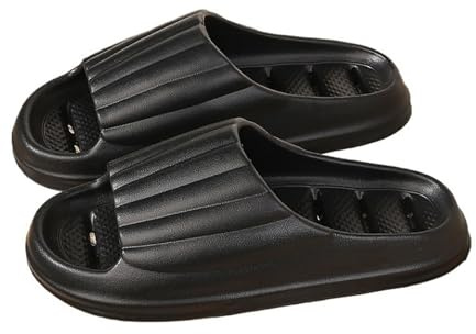 Badrum Bathroom Shoes with Drainage Holes, Comfort Non-Slip House Shower Slippers Summer Lightweight Quick-Dry Pool Slides Hustofflor(Svart,Alpha XXX-Large)