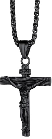 Richsteel Unisex Cadena con Cruz INRI Negra Cadenas Acero inoxidable Colgante Crucifijo Hombre Mujer