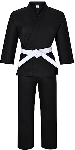 Karate gi Martial Arts Elastic Drawstring Karate Uniform For Kids & Adult Lightweight Student Gi with Free Belt 2 (4'9-5'/110 lbs)
