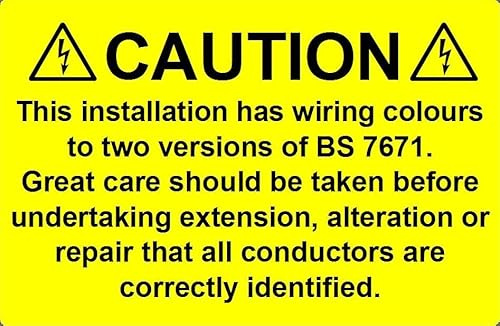 Harmonised Cable Colour Warning Labels | 76 X 51mm | Electrical Safety Labels (25)