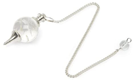 Pendule divinatoire en Quartz blanc naturel | Pendule radiesthésie goutte d’eau universel avec haute qualité vibratoire | Pendule sephoroton 4cm en pierre de Quartz blanc | Chaine 17cm incluse