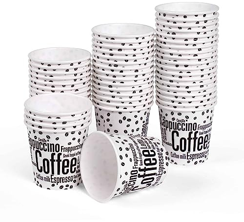 Inoverse Vasos de papel de 100 ml, vasos desechables de café para llevar, vasos de cartón de 4 onzas para té, café vasos desechables, tazas de café para llevar, tazas de café de 100 unidades