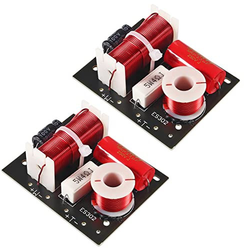 AEDIKO 2pcs 2 Way 400W Audio Speaker Frequency Divider Module 2 Way Treble/Bass 2 Unit Hi-Fi Audio Crossover Filter Frequency Distributor
