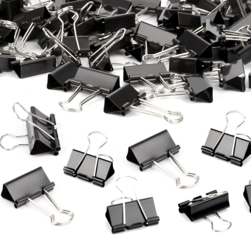 Ziamzra 100 Pezzi Clip Ferma Carta 25 mm Clips Binder Metallo Molle Fermacarte Clip Fogli Clip Fermacarte Nero Pinze Fogli Clip per Raccoglitori per Home Letter Paper Ufficio Fotografie Scuola