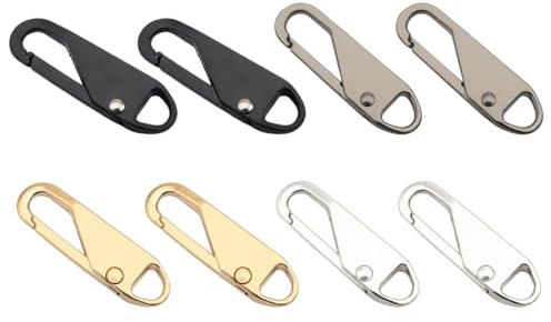 ZOKJSW 8 Piezas Extraíbles Tirador Cremallera Universal de Metal Tirador de Cremallera Fijo Enganche Cremallera de Inicio Cremallera para Abrigo Chaquetas Bolsos Jeans