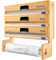 YIMBFCA Folienschneider 4 in 1 Frischhaltefolienspender mit Schneider und Küchenrollenhalter,Folienspender Aus Bambus,Kunststofffolie Spenderschneider,kompatibel mit 30 cm Rollen
